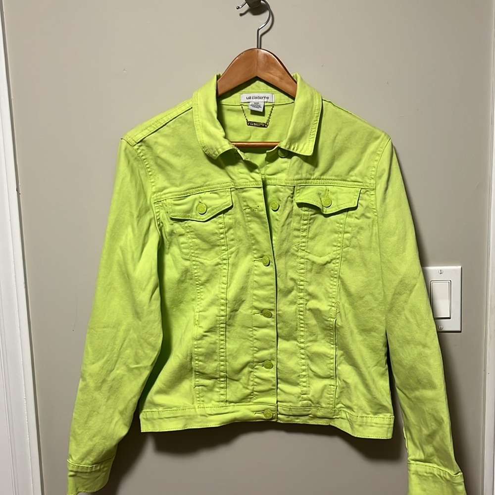 Liz Claiborne lime green Jean jacket size medium